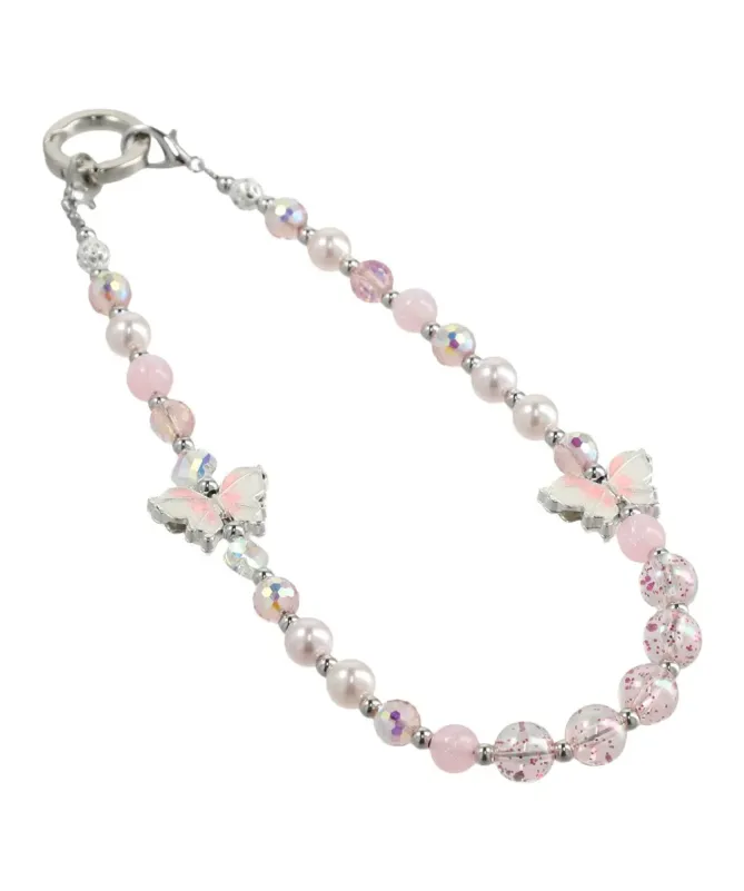 Dragonne de Téléphone Perles Roses et Papillons | ROMANCE