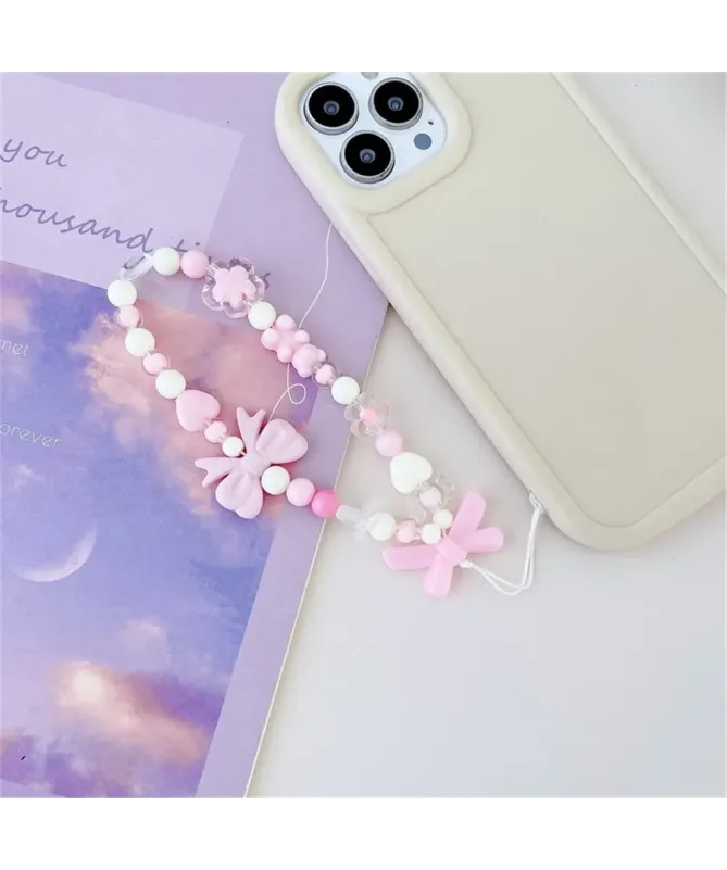 Dragonne de Téléphone Perles Fraise et Nœud | CANDY