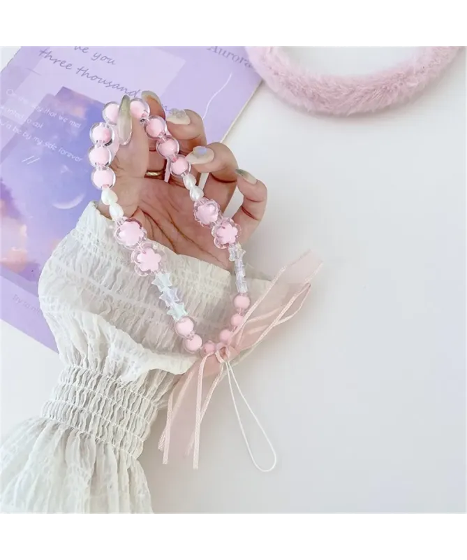 Dragonne de Téléphone Perles Fraise et Nœud | CANDY