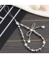 Charm de Téléphone Perles Argentées et Strass | ARGENTÉ