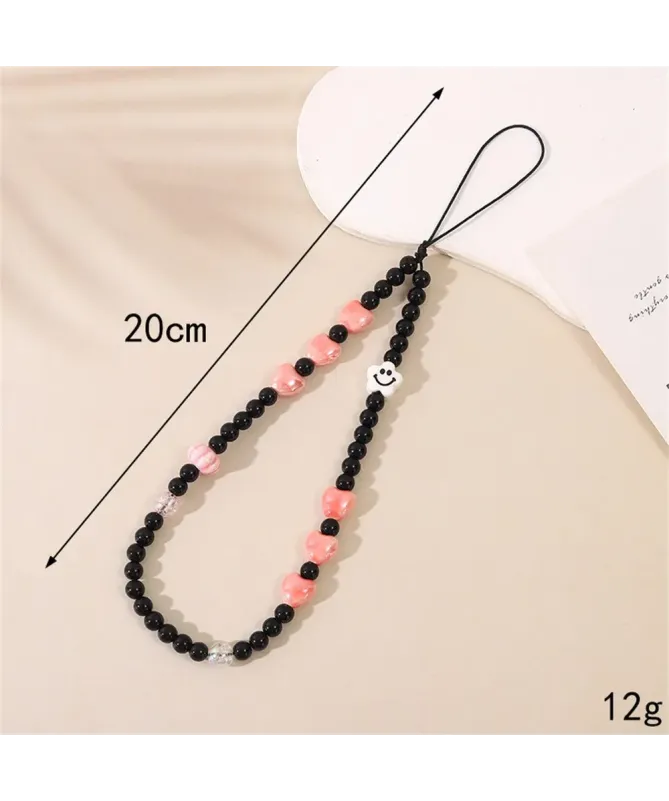 Charm de Téléphone Perles Cœurs Roses et Noirs | LOVESICK