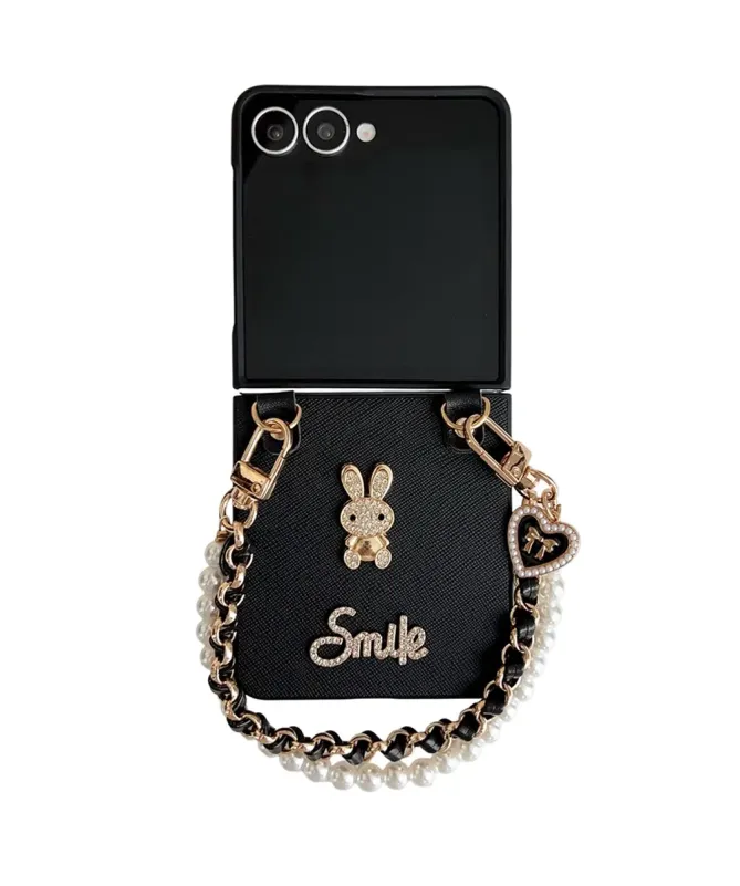 Coque Samsung Galaxy Z Flip 7 avec Anse Perles et Lapin | CHIC