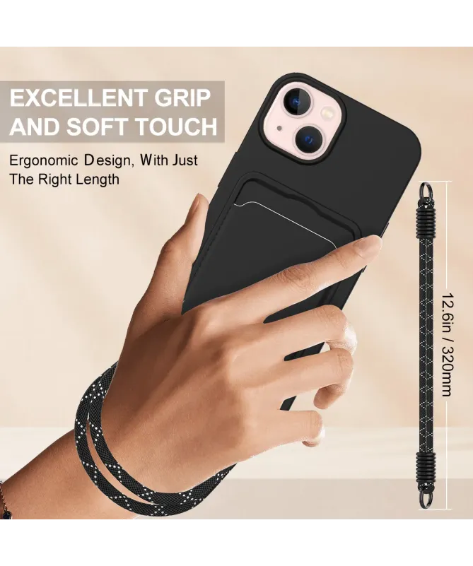Coque avec Mini Cordon iPhone 14 Plus/15 Plus Silicone et Porte-carte