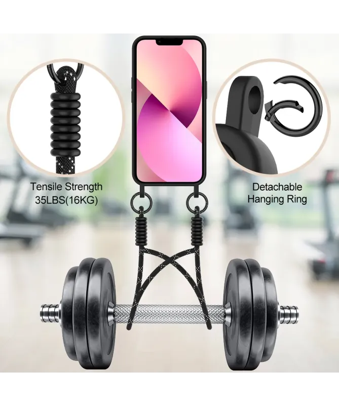 Coque avec Mini Cordon iPhone 14 Plus/15 Plus Silicone et Porte-carte
