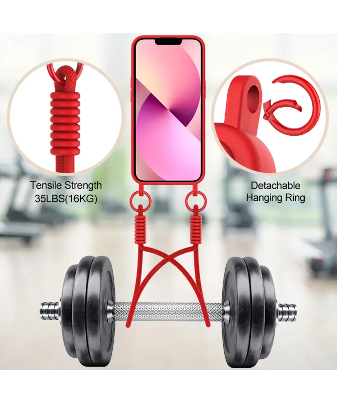 Coque avec Mini Cordon iPhone 14 Plus/15 Plus Silicone et Porte-carte