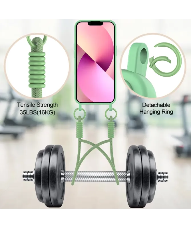 Coque avec Mini Cordon iPhone 14 Plus/15 Plus Silicone et Porte-carte