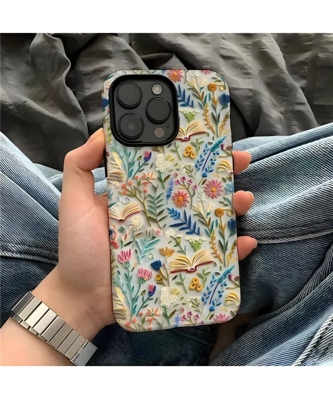 Coque iPhone 16 Pro Max Fleurs et Livres 3D