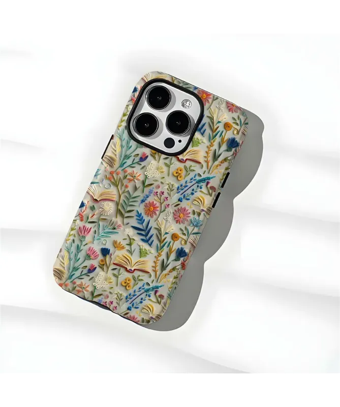 Coque iPhone 16 Pro Max Fleurs et Livres 3D