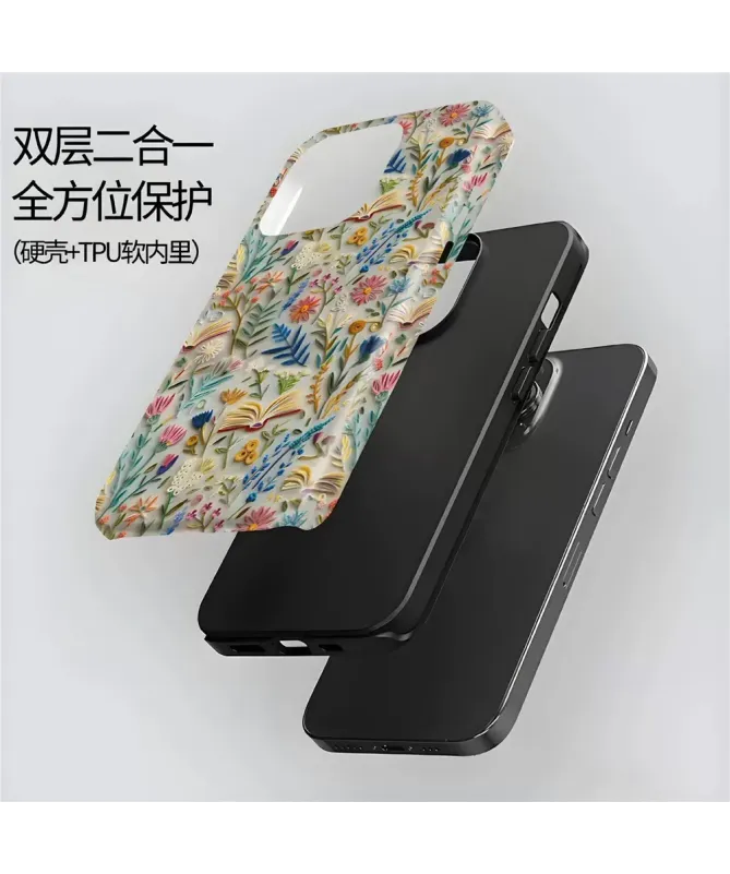 Coque iPhone 16 Pro Max Fleurs et Livres 3D