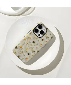 Coque iPhone 16 Pro Max Marguerites et Abeilles en Relief