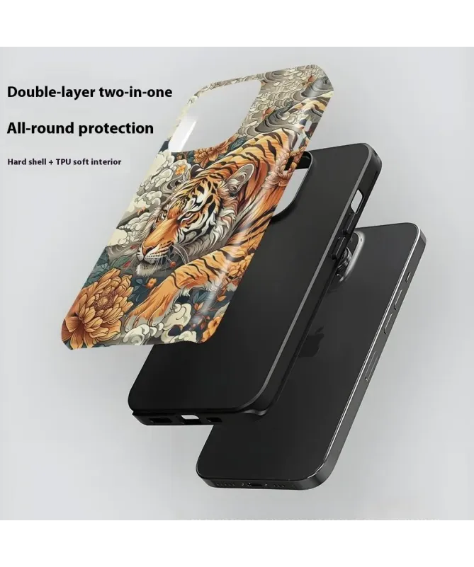 Coque iPhone 16 Pro Portrait Tigre Floral