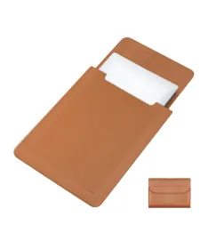 Housse Ordinateur 12 pouces Effet Cuir avec Pochette Accessoires