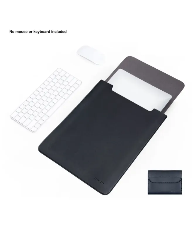 Housse Ordinateur 12 pouces Effet Cuir avec Pochette Accessoires