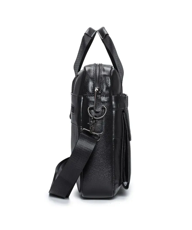 Sacoche Ordinateur 14 pouces en Cuir Véritable Business pour Homme