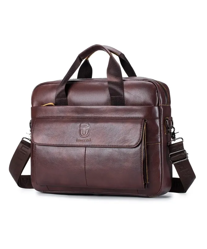 Sacoche Ordinateur 14 pouces en Cuir Véritable Business pour Homme