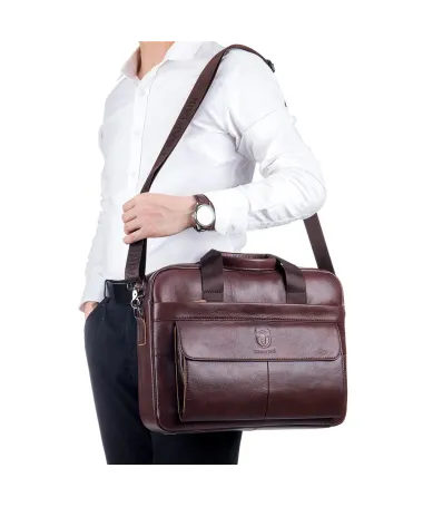 Sacoche Business en Cuir Ordinateur 14 pouces Marron - photo 8