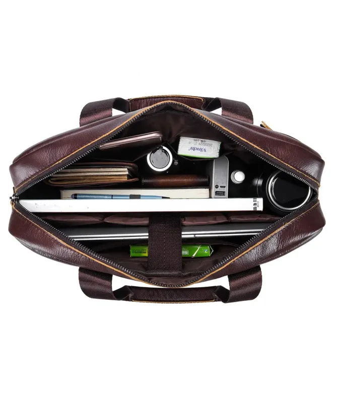 Sacoche Ordinateur 14 pouces en Cuir Véritable Business pour Homme