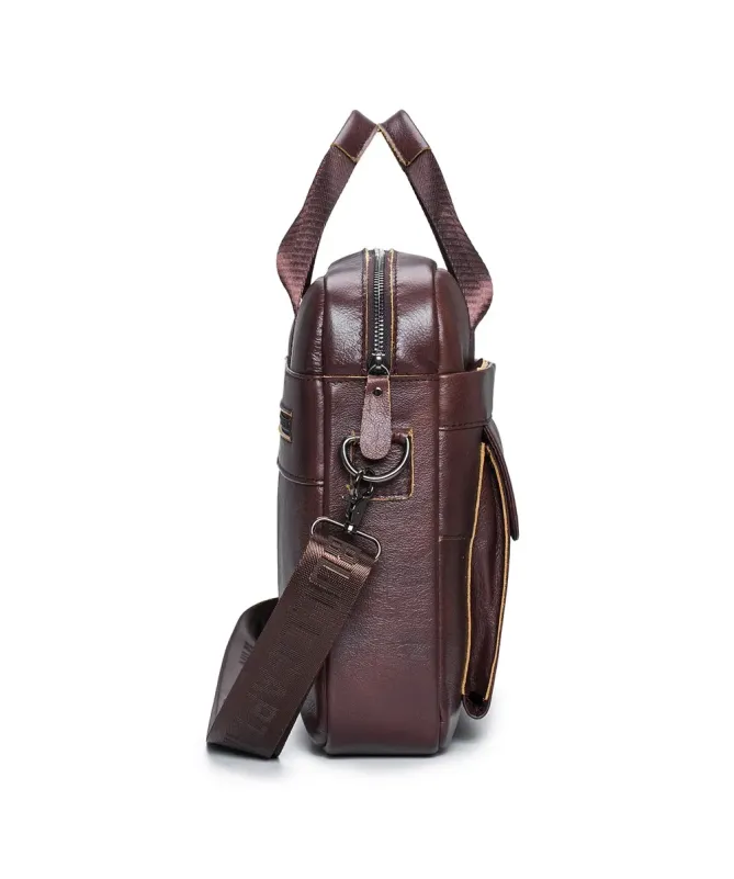 Sacoche Ordinateur 14 pouces en Cuir Véritable Business pour Homme