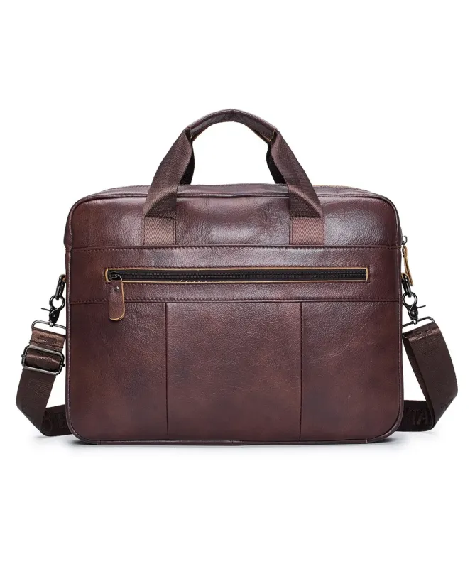 Sacoche Ordinateur 14 pouces en Cuir Véritable Business pour Homme