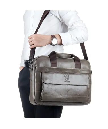 Sacoche Business en Cuir Ordinateur 14 pouces Gris - photo 14