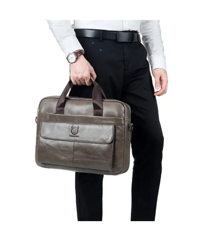 Sacoche Ordinateur 14 pouces en Cuir Véritable Business pour Homme