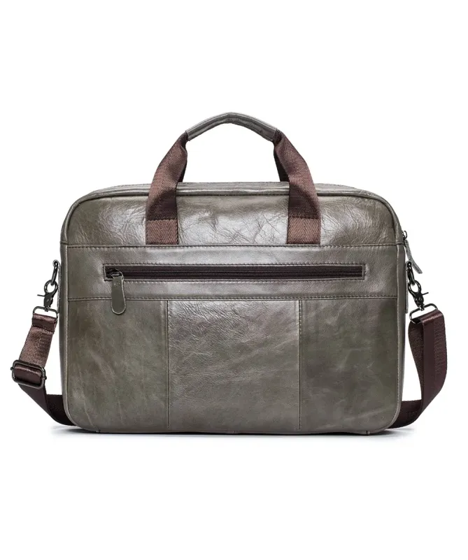 Sacoche Ordinateur 14 pouces en Cuir Véritable Business pour Homme