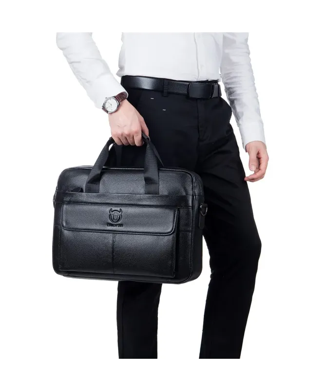 Sacoche Ordinateur 14 pouces en Cuir Véritable Business pour Homme