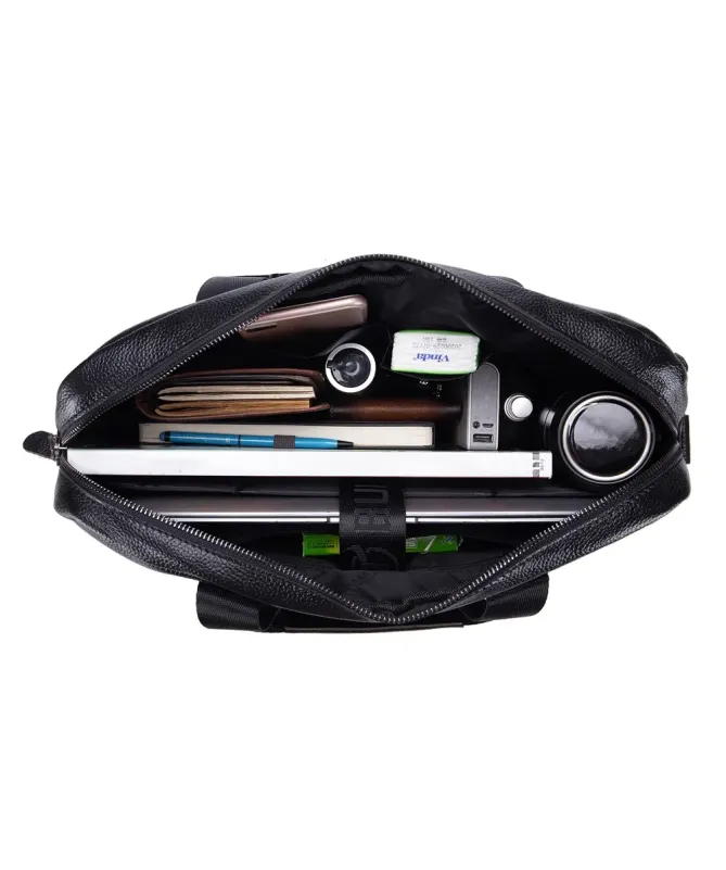Sacoche Ordinateur 14 pouces en Cuir Véritable Business pour Homme