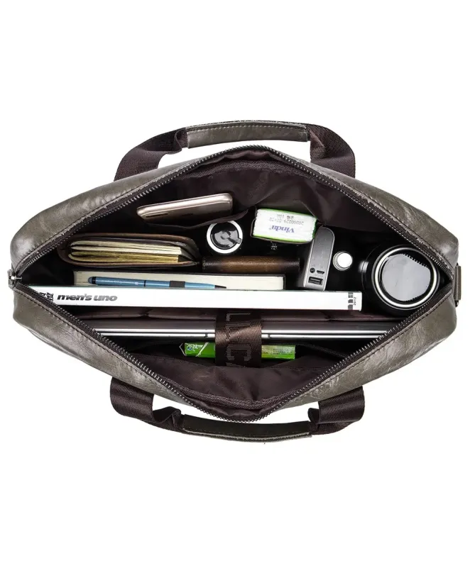 Sacoche Ordinateur 14 pouces en Cuir Véritable Business pour Homme