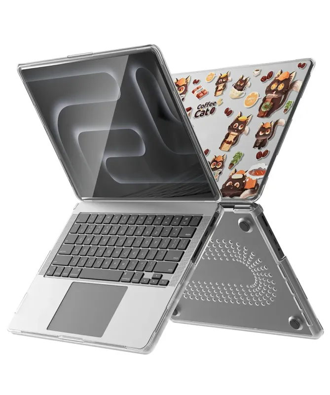 Coque MacBook Pro 14 (2024)/(2023)/(2021) Transparente Chats Café