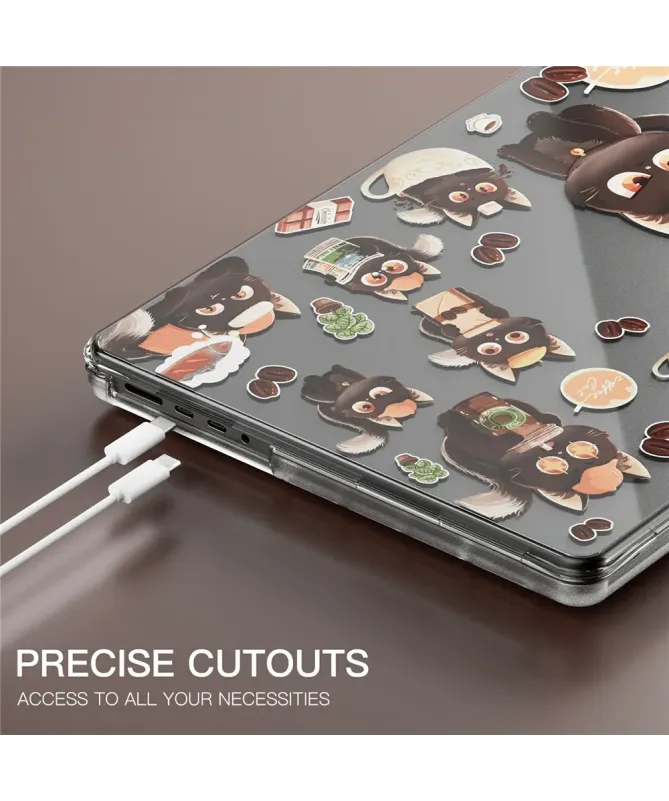 Coque MacBook Pro 14 (2024)/(2023)/(2021) Transparente Chats Café
