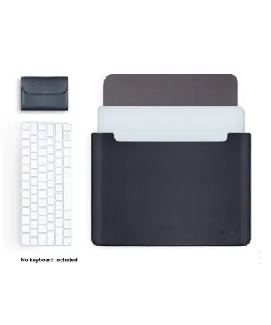 Housse Ordinateur 13 / 13.3 / 14 pouces Effet Cuir avec Pochette Accessoires Noir - photo 8