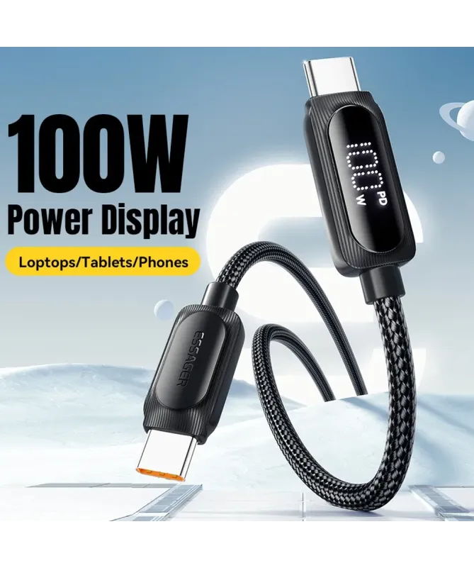 Câble USB-C vers USB-C 100W PD 2m avec Affichage Digital
