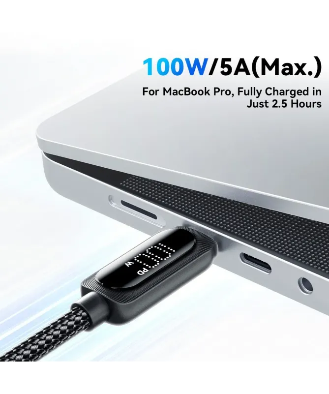 Câble USB-C vers USB-C 100W PD 2m avec Affichage Digital