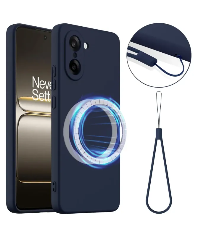 Coque OnePlus Nord CE5 en Silicone Liquide Magnétique avec Lanière