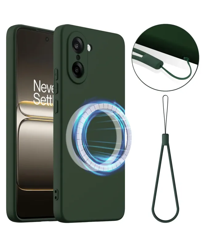 Coque OnePlus Nord CE5 en Silicone Liquide Magnétique avec Lanière