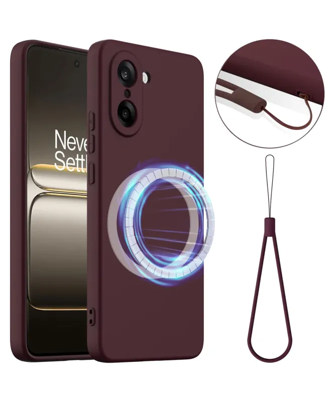 Coque OnePlus Nord CE5 en Silicone Liquide Magnétique avec Lanière