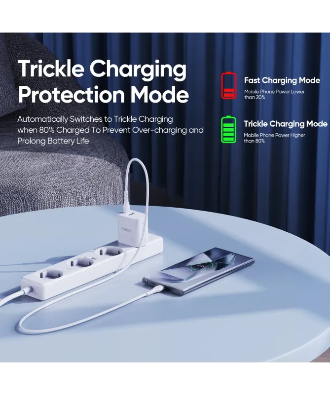 Chargeur Rapide Mural DUZZONA PD 30W Double Port USB-C et USB-A