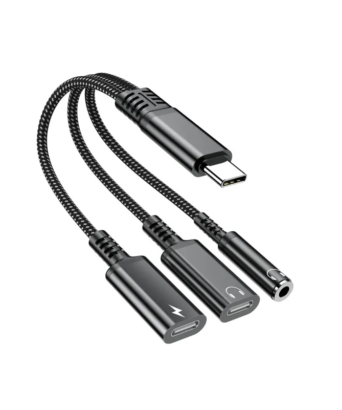 Adaptateur USB-C vers Jack 3.5mm et Charge Rapide PD 60W