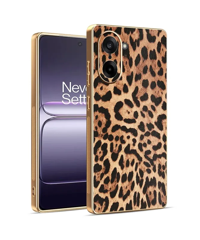 Coque OnePlus Nord CE5 5G Léopard avec Cadre Doré