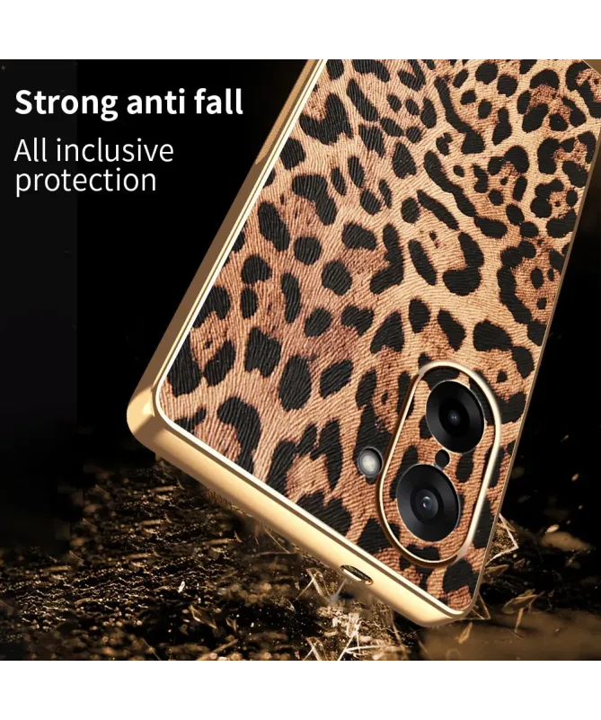 Coque OnePlus Nord CE5 5G Léopard avec Cadre Doré