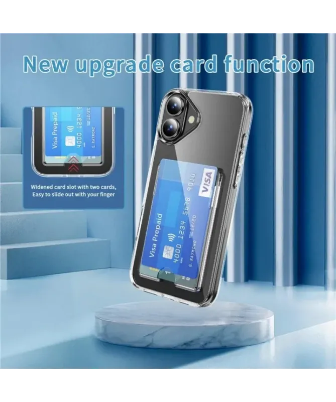 Pack iPhone 16 Coque Transparente avec Porte-Carte et Verre Trempé