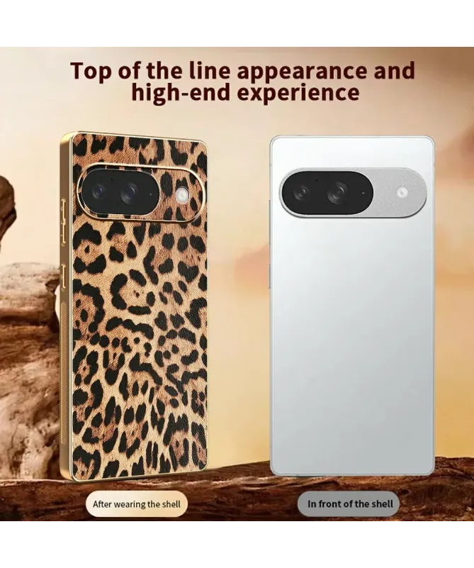 Coque Google Pixel 10 Léopard avec Cadre Doré