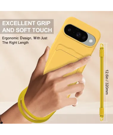 Coque avec Mini Cordon Google Pixel 10 Silicone et Porte-carte Jaune - photo 14