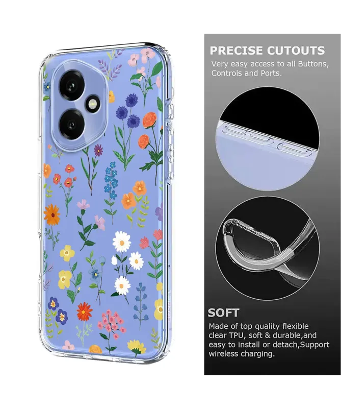 Coque Honor 400 5G Transparente Anti-choc Fleurs des Champs