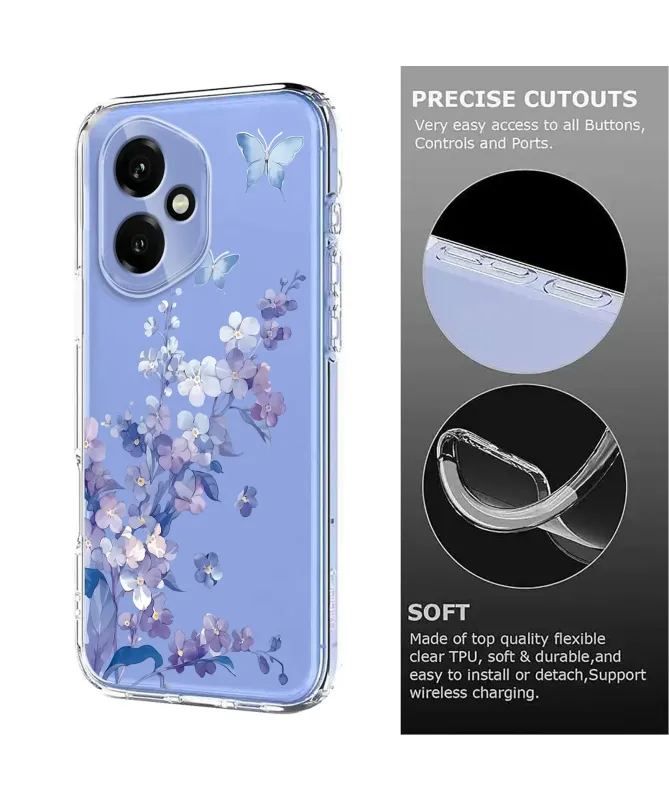 Coque Honor 400 Transparente Anti-choc Fleurs et Papillons