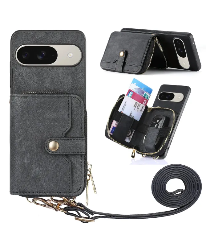 Coque Google Pixel 10 / 10 Pro à sangle, fermeture zippée et porte-car