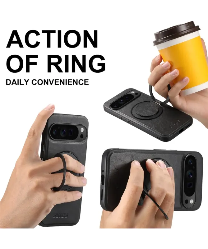 Coque Google Pixel 10 / 10 Pro Effet Cuir Ciré avec Anneau | EXPLORER