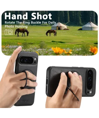 Coque Google Pixel 10 / 10 Pro Effet Cuir Ciré avec Anneau | EXPLORER Bleu marine - photo 8