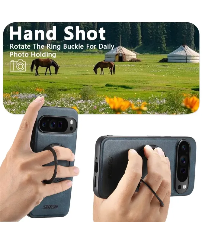 Coque Google Pixel 10 / 10 Pro Effet Cuir Ciré avec Anneau | EXPLORER